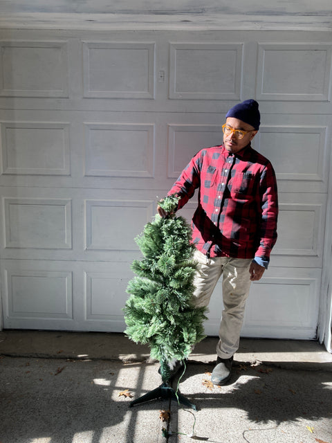 Environment Friendly (?) Christmas Tree With Lights & Box, H48