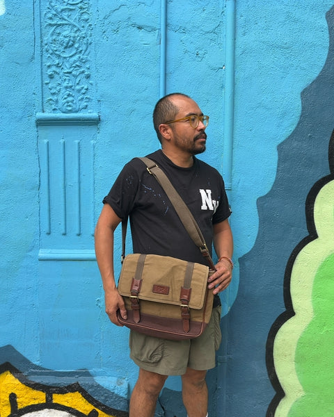 Fossil Canvas and Leather Messenger Bag