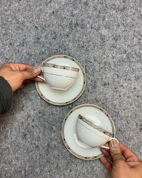 Two Pretty Tea Cups and Saucers