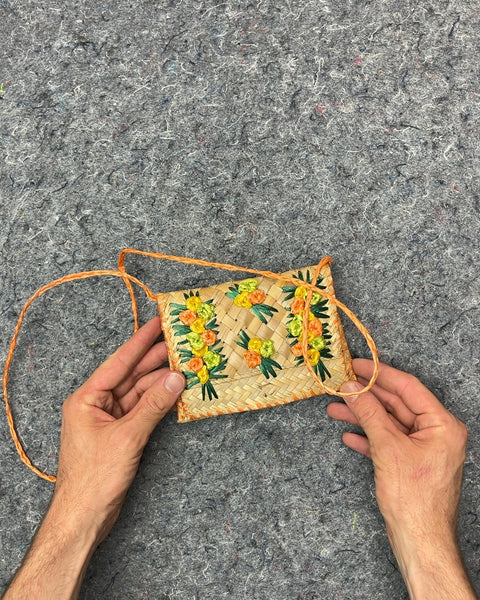 Lil' Woven Straw Floral Crossbody Bag