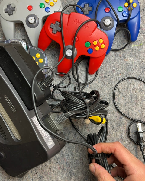 Nintendo 64 Console with 4 Controllers, Powers On Untested Otherwise