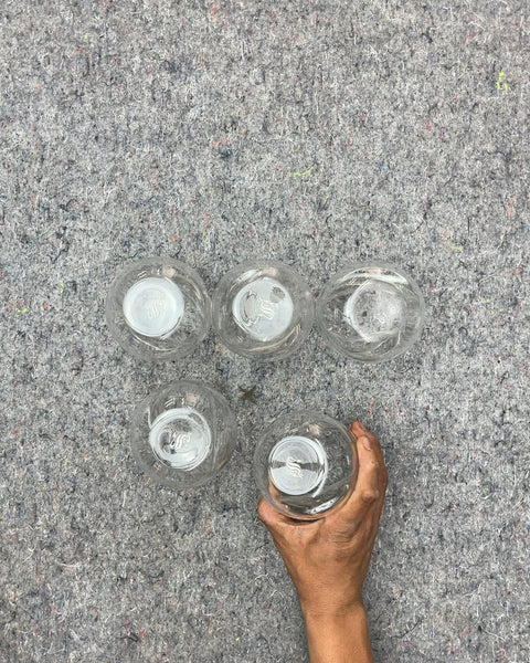 Set of Five Clear Drinking Glasses