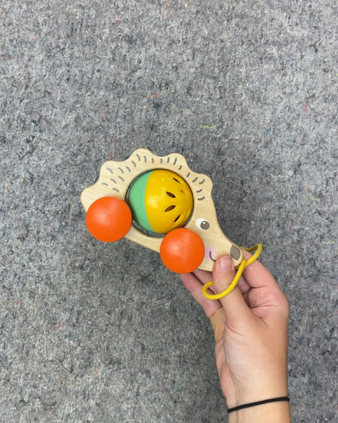 Wooden Hedgehog Pull Toy with Rattle