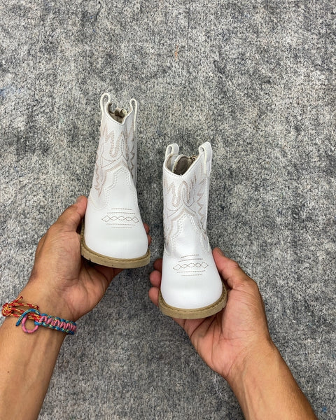 White Baby Cowboy Boots, Sz 4 Kids