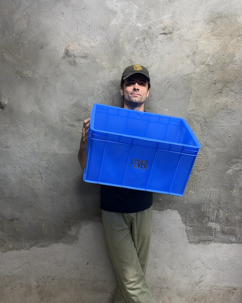 Blue Plastic "Fever" Storage Bin, L21xW16xH11"