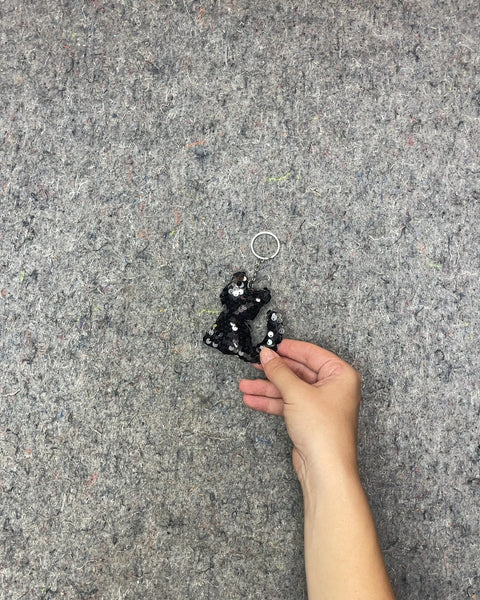 Black Sequin Cat Keychain