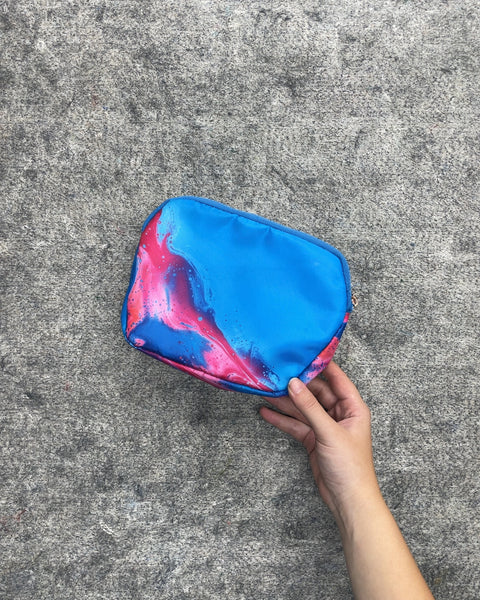 Sephora Blue and Pink Marble Print Cosmetic Pouch