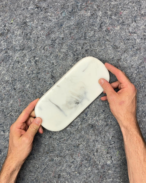 White Marble Pattern Plastic Tray, L10"