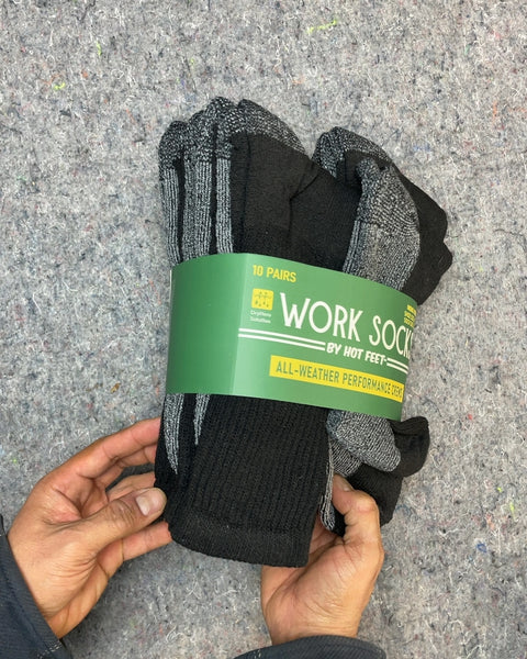 Hot Feet Work Socks, 9 Pairs, Size 6-12.5