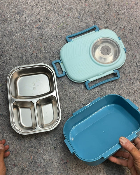 Blue Lunch Box with Stainless Steel Insert