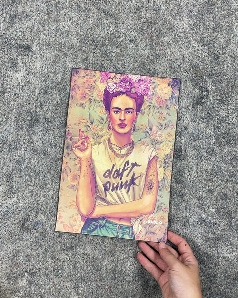 Frida Kahlo Daft Punk Art Print, 8 x 12 in