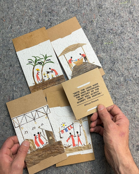 Handmade African Art Greeting Cards, Set of 6