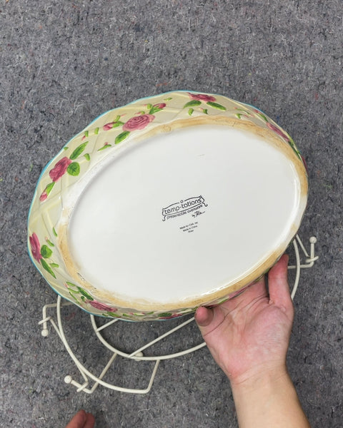 Temp-tations Floral Oval Baker with Wire Carrying Rack
