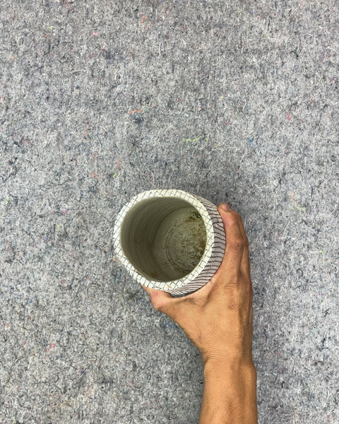 Slick Grid Pattern Ceramic Vase, 6"