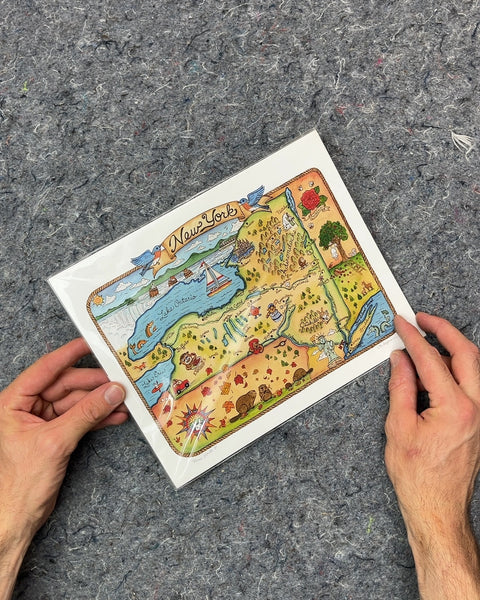 New York State Illustrated Map Art Print, 8x10"