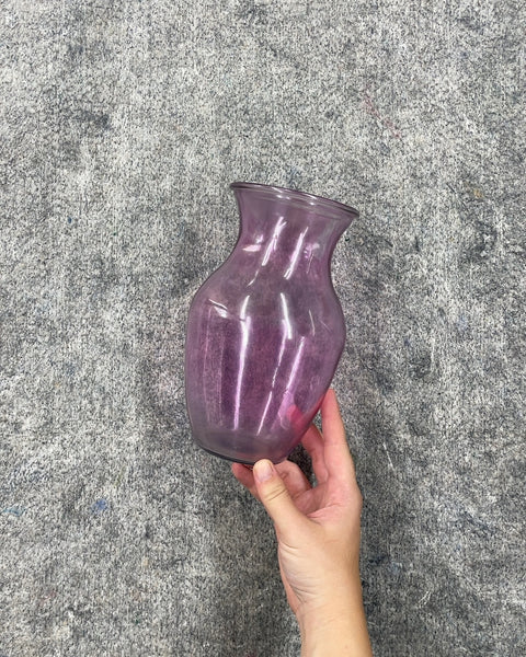 Purple Glass Flower Vase, 8 in