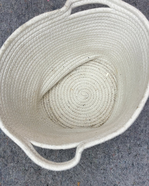 White Woven Rope Basket, 11x12"