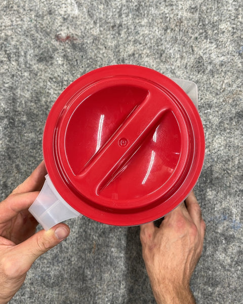 Bigass Plastic Pitcher with Red Lid For Your Lemonade Stand