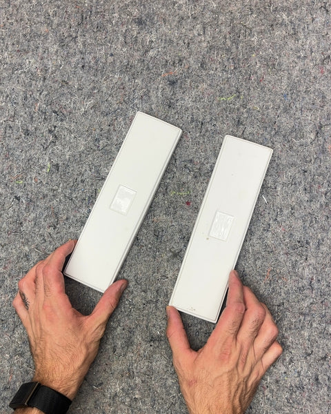 Two White Rectangular Ceramic Cosmetic Trays, 9"