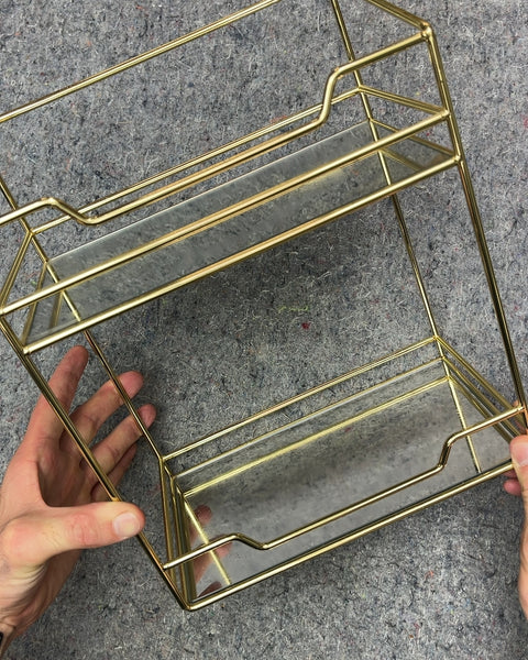 Rachel Roy 2-tier Gold Wire Bathroom Countertop Vanity Organizer, H11xW10xD6"