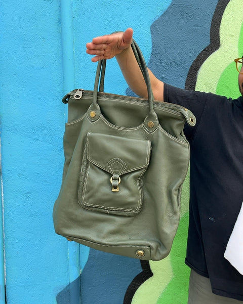 Marc By Marc Jacobs Olive Green Leather Tote Bag