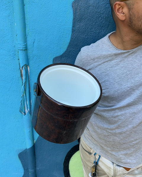Brown Ice Bucket with Silver Scoop