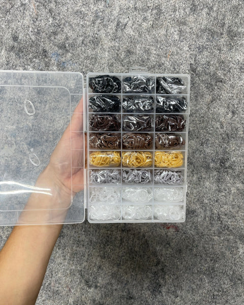 Elastic Rubber Hair Bands Set in Compartment Box