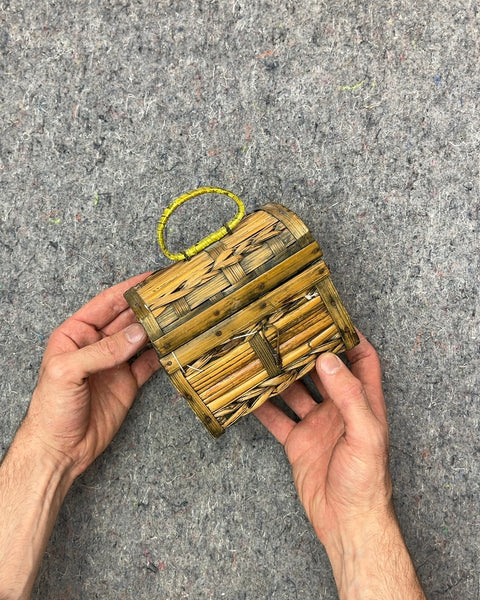 Woven Bamboo Treasure Chest Box with Handle