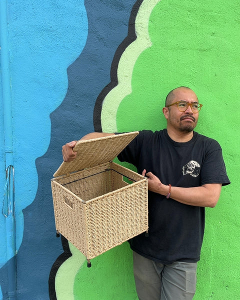 Woven Storage Box with Lid, 13x12x11"