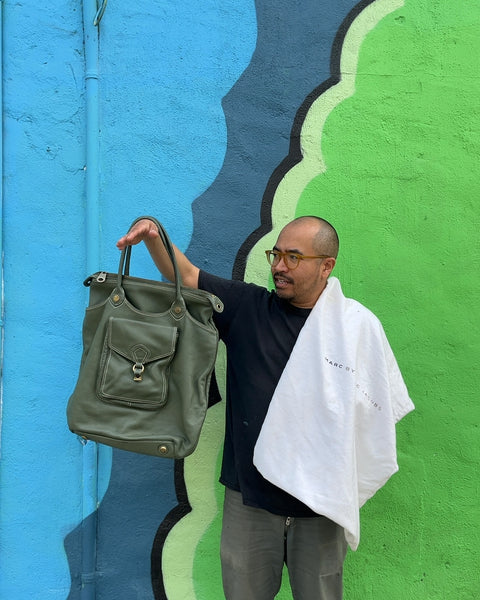 Marc By Marc Jacobs Olive Green Leather Tote Bag