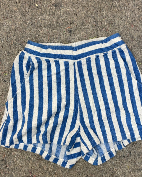 Kule Blue and White Striped Terry Cloth Shorts, Sz XS