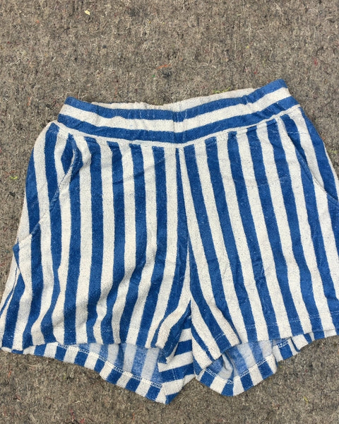 Kule Blue and White Striped Terry Cloth Shorts, Sz XS