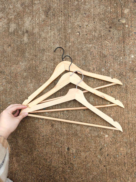 A Few Wooden Clothes Hangers Set