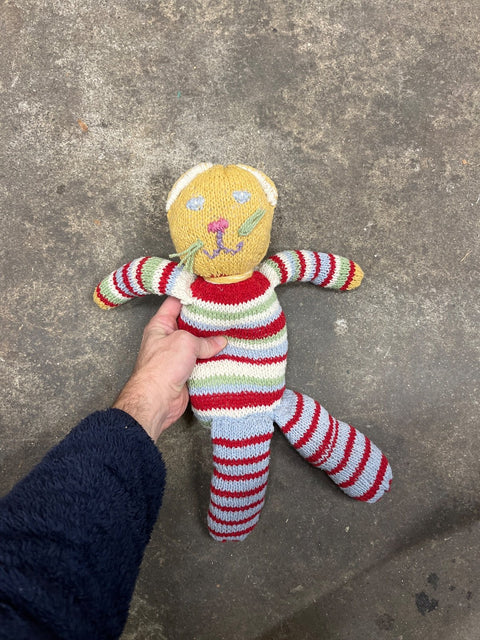 A Fun Knitted Stripey Bear
