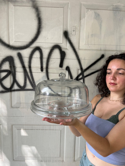 A Nice Glass Cake Dome And Plate