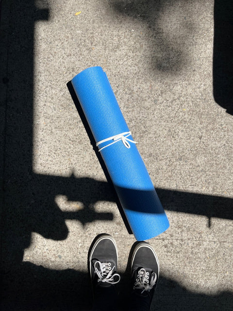 A Nicely Rolled Blue Gym Mat