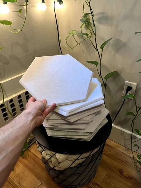 A Pile Of Hexagon Acoustic Panels