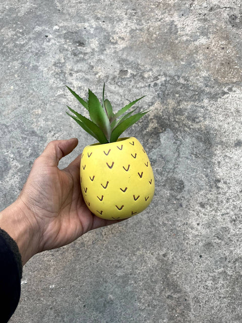 A Pineapple Pot with a Fake Plant