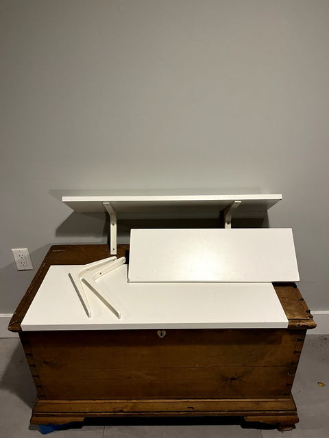 A Set Of 3 IKEA White Floating Shelves, 23-33"