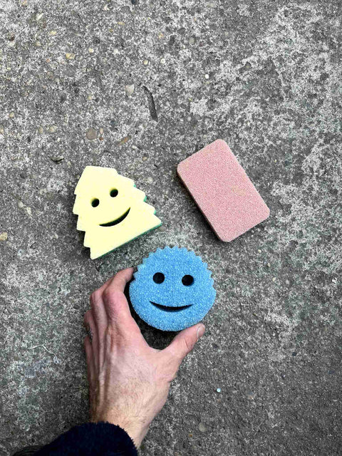 A Set Of Happy Cleaning Sponges