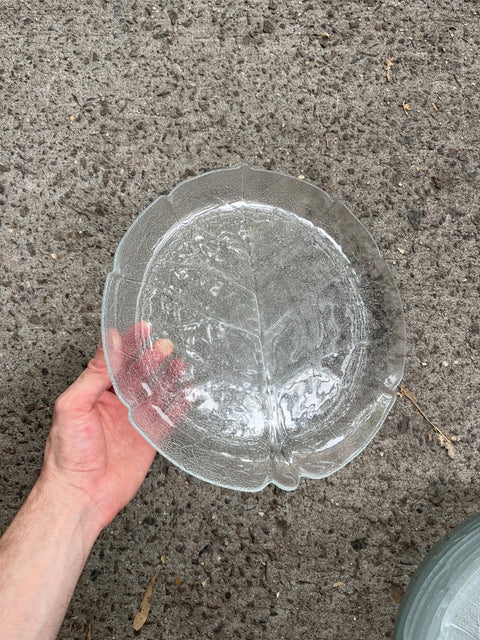 A Stack Of 12 Leaf-Imprinted Dinner Glass Plates