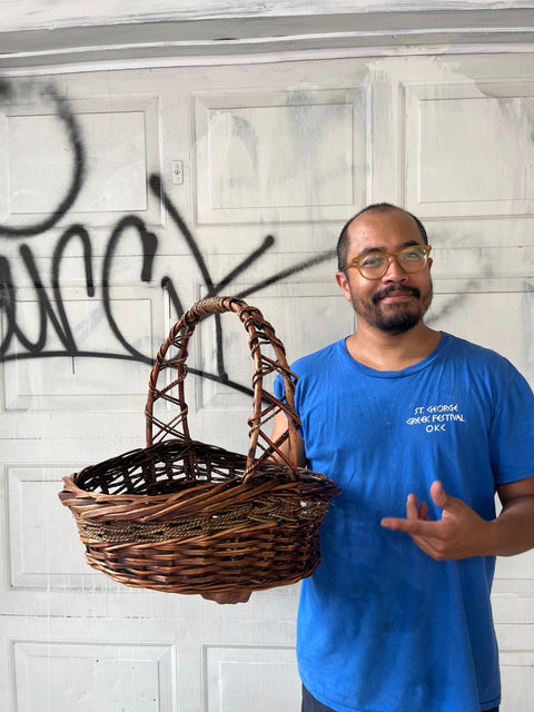 A Very Pretty Wicker Basket With Handle