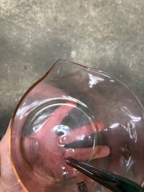 A Very Sexy Glass Pitcher With Green Handle With A Tiny Tiny Chip At The Nose
