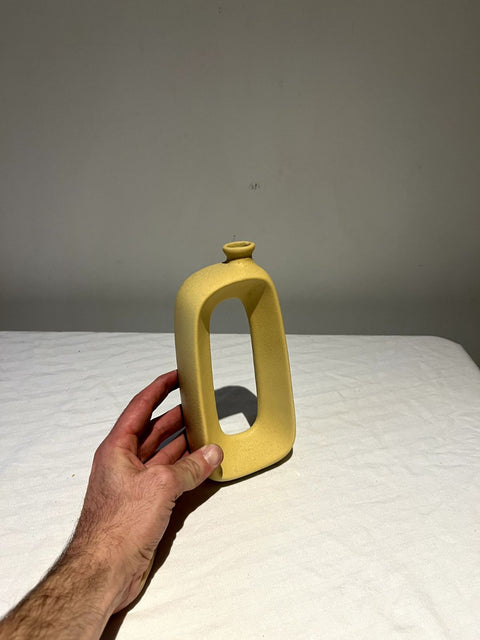 Abstract Ceramic Hollow Yellow Vase