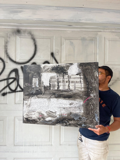 Abstract Monochrome Textured Painting, 24x30"