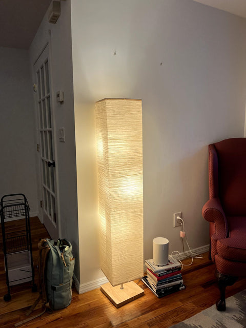 Cool Floor Lamp With Crinkle Paper Shade, Height 58"