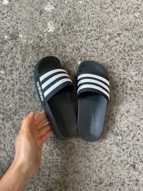 Adidas Black & White Slides, Sz US 1
