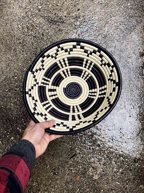 African Coil Basket Bowl, Scales, 12"