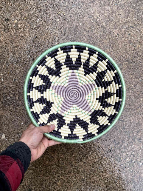 African Coil Basket Bowl, Star, 12"