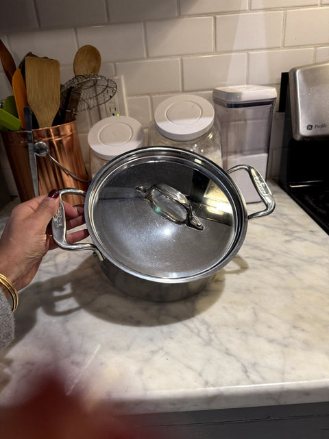 Two-Piece All-Clad D3 Stainless Steel Stockpot With Lid, 3Qt